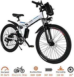 Tomasar Folding Electric Bike with 26 Inch Wheel, Lithium-Ion Battery (36V 250W), Premium Full Suspension and Shimano Gear, 2 Working Mode (US Stock)