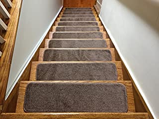 Euro Collection Stair Treads Collection Indoor Skid Slip Resistant Carpet Stair Tread 8 ½ inch x 30 inch (Set of 13, Cappuccino Brown)