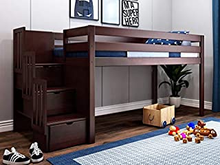 JACKPOT! JP-ST Cherry Contemporary Low Twin Stairway, Loft Bed