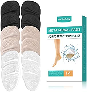 (12PCS) Ball of Foot Cushions, Metatarsal Pads/Cushion, Soft Gel Insole Pads High Heel Inserts Reusable Forefoot Cushions Best for Mortons Neuroma and Metatarsal Foot Pain Relief for Men and Women