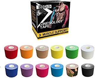 SOON GO Kinesiology Tape Sports Athletic Mucle Wrist Knee Ankle Elastic Waterproof Breathable 2 Inch x 16 Feet Beige 1 Roll