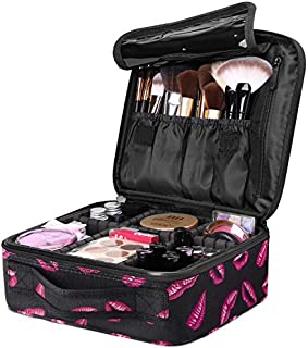 Luxspire Makeup Cosmetic Storage Case, Professional Make up Train Case Cosmetic Box Portable Travel Artist Storage Bag Brushes Bag Toiletry Organizer Tool with Adjustable Dividers - Lip