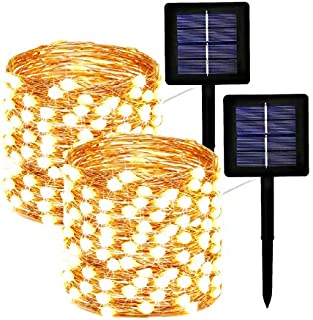 EXF 2-Pack Solar String Lights Outdoor, Upgraded Super Bright & Durable 240LED Solar Christmas Lights Outdoor, IP65 Waterproof Copper Wire 8 Modes Starbright Solar Lights for Christmas Garden Tree