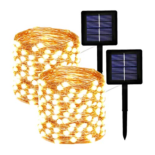 EXF 2-Pack Solar String Lights Outdoor, Upgraded Super Bright & Durable 240LED Solar Christmas Lights Outdoor, IP65 Waterproof Copper Wire 8 Modes Starbright Solar Lights for Christmas Garden Tree