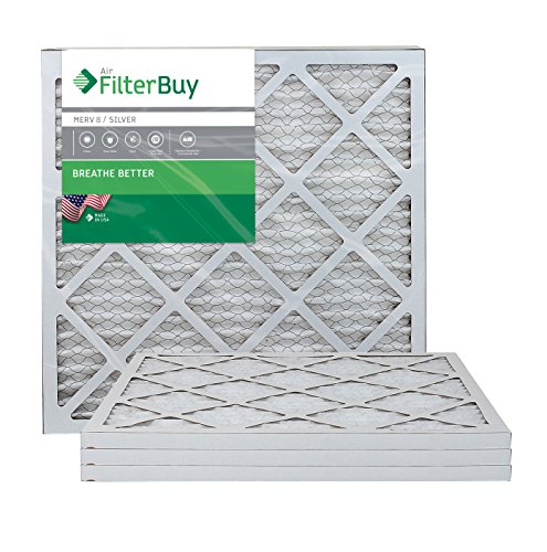 FilterBuy 20x20x1, Pleated HVAC AC Furnace Air Filter, MERV 8, AFB Silver, 4-Pack