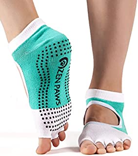 Zen Paws premium non slip toeless grip socks for yoga, pilates, fitness, barre or dancing - turquoise color