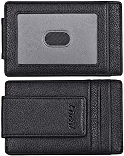 kinzd Money Clip, Front Pocket Wallet,Leather RFID Blocking Strong Magnet thin Wallet, A Litch Pattern Black, One Size