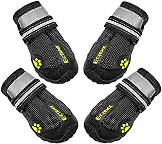 ECtENX Dog Shoes Water Resistant Dog Booties for Large Dog Hiking Running, Pet Snow Protector Black 4Pcs (Size 7# 2.8