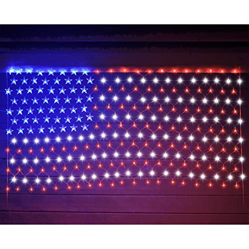 Russell Decor LED Patriot American Flag Net Lights with Remote Control 4th of July Independence Day Flag Lights Display Outdoor Indoor Mesh Lights Waterproof Party Christmas Decorations- 6X3.5