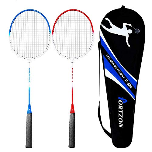 Portzon 2 Player Badminton Racquets Set,Double Rackets, Lightweight & Sturdy Perfect for Beginner,1 Carrying Bag Included