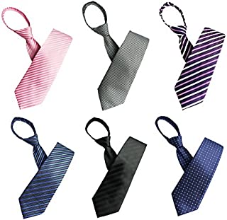 Tiger Mama 6pcs Zipper Tie Pre-tied Necktie Mixed Lot (SET-04)