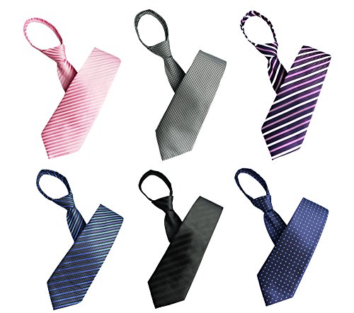 Tiger Mama 6pcs Zipper Tie Pre-tied Necktie Mixed Lot (SET-04)