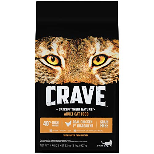 CRAVE Grain Free Adult High Protein Natural Dry Cat Food with Protein from Chicken, 2 lb. Bag