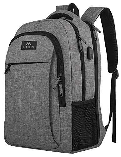 17 Inch Laptop Backpack, MATEIN TSA Large Backpack for Travel and Business with USB Charger Port, Water Resistant Big Flight Approved Weekender Carry-On Backpack with Luggage Sleeve for Women and Men