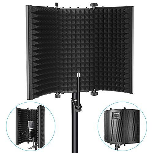 Neewer Professional Studio Recording Microphone Isolation Shield. High Density Absorbent Foam is Used to Filter Vocal. Compatible with Blue Yeti and Any Condenser Microphone Recording Equipment