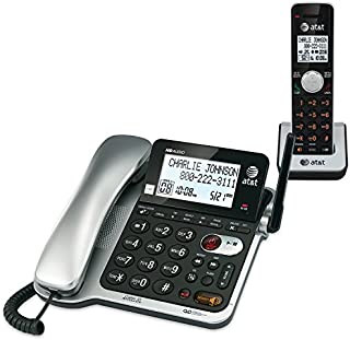 AT&T CL84102 DECT 6.0 Expandable Corded/Cordless Phone with Answering System and Caller ID/Call Waiting, 1 Corded and 1 Cordless Handset,Silver and Black