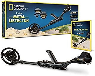 NATIONAL GEOGRAPHIC Junior Metal Detector Adjustable Metal Detector for Kids with 7.5 Waterproof Dual Coil, Lightweight Design Great for Treasure Hunting Beginners