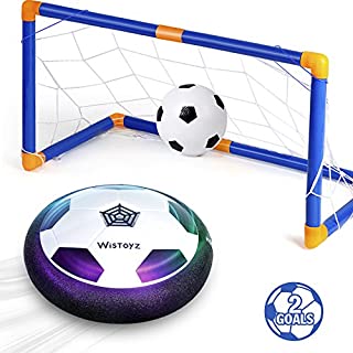 WisToyz Kids Toys Hover Soccer Ball Set with 2 Goals, Air Soccer with Led Light, Excellent Time Killer for Boys/Girls, Hover Toys with Foam Bumper for Indoor Games, an Inflatable Ball Included