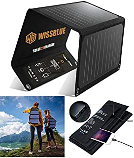 WISSBLUE Solar Panel Charger 21W 60W, Dual USB 2.4A 4.2A Fast Solar Charger, Portable Camping Travel Charger,Hiking,Hurricane, Emergency Backup. for All 5V Devices, iPhone iPad Samsung Kindle etc.