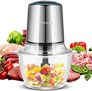 Electric Food Chopper, MOSAIC Food processor Meat Grinder with 4 Titanium Coating Blades and 1.5L Glass Bowl, 2 Speeds Blender and Mincer for Mincing, Chopping, Grinding