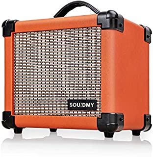 Souidmy Guitar Amplifier, Portable Electric Guitar Amplifier with 10W Speaker, Dual-Powered Guitar Amp includes Gain/Bass/Treble knob (Carrot Orange)