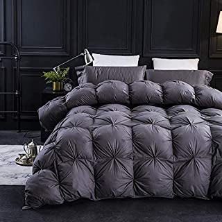 Three Geese Pinch Pleat Goose Down Comforter King Size Duvet Insert ,750+ Fill Power,1200TC 100% Cotton Fabric,Hypo-allergenic Grey Comforter for All Seasons with 8 Tabs