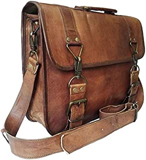 17 Inch Vintage Handmade Leather Messenger Bag for Laptop Briefcase Best Computer Satchel Distressed Bag (17 inch)