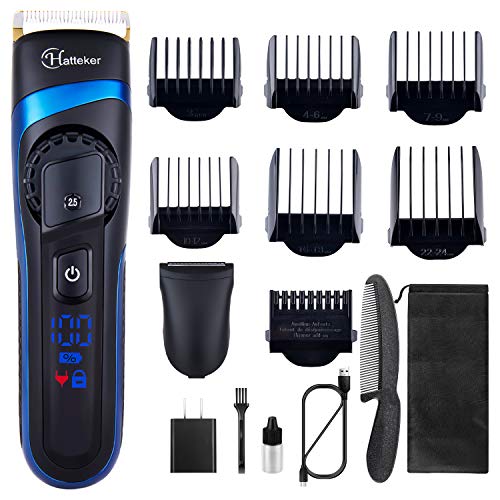 Hatteker Mens Hair Trimmer Clipper Body Hair Groomer Electric Beard Trimmer Hair Cutting Grooming Kit Cordless Back Shavers Waterproof USB Rechargeable