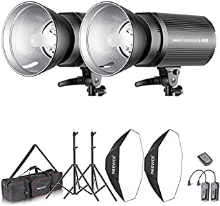 Neewer 800W Photo Studio Strobe Flash and Softbox Lighting Kit: (2)400W Monolight Flash(S-400N),(2)Reflector Bowens Mount,(2)Light Stand,(2)Softbox,(2)Modeling Lamp,(1)RT-16 Wireless Trigger,(1)Bag