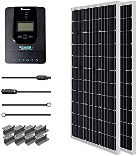 Renogy 200 Watt 12 Volt Monocrystalline Solar Starter Kit w/ 40A Rover MPPT Charge Controller + MC4 Connectors +Tray Cable+ Mounting Z Brackets for RV, Boat