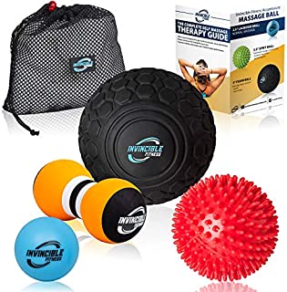 Invincible Fitness Massage Balls Set for Deep Tissue Muscle Recovery, Perfect for Myofascial Release, Trigger Point Therapy, Mobility and Plantar Fasciitis (Black, Blue, Red, Green)