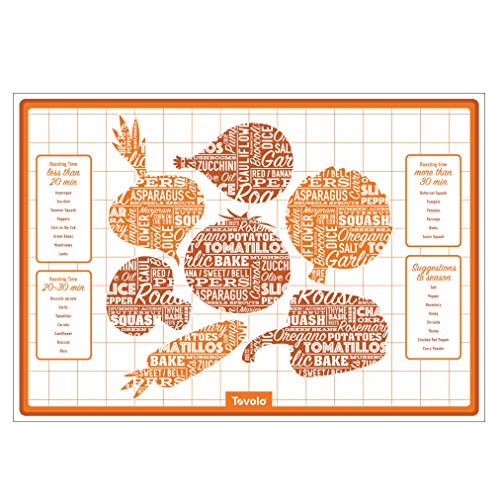 Tovolo Silicone Veggie Roasting Mat, Non-Stick, Printed with Roasting Times & Seasonings, Dishwasher Safe