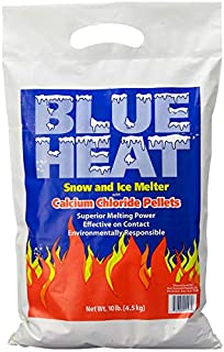 Blue Heat Snow and Ice Melter Rock Salt - 10lbs Bag - Heat Generating Pellets - Concrete and Surface Safe - Industrial Grade - Home and Commercial Use - Blue Tint - Works in -25° F