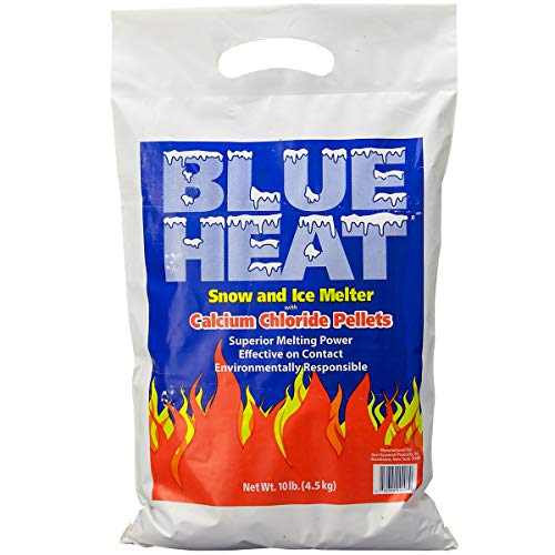 Blue Heat Snow and Ice Melter Rock Salt - 10lbs Bag - Heat Generating Pellets - Concrete and Surface Safe - Industrial Grade - Home and Commercial Use - Blue Tint - Works in -25° F