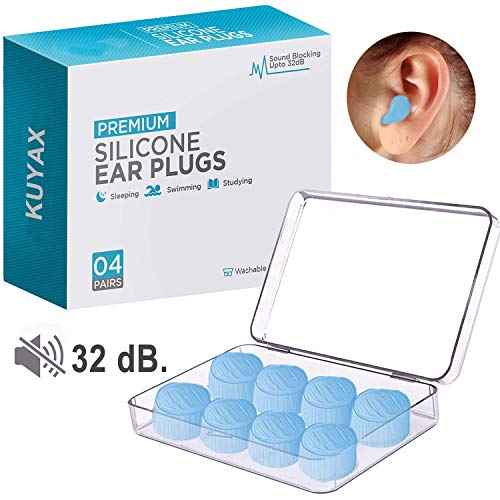 Ear Plugs for Sleeping, Reusable Silicone Moldable Noise Cancelling Sound Blocking Reduction Earplugs for Swimming, Snoring, Concerts, Shooting, Airplanes, Musicians, 32dB Highest NRR