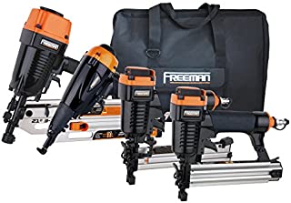 Freeman P4FRFNCB Pneumatic Framing & Finishing Combo Kit with Canvas Bag (4Piece) Nail Gun Set with Framing Nailer, Finish Nailer, Brad Nailer, & Narrow Crown Stapler