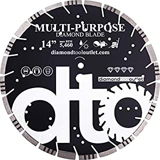 dto SMP14P 14-Inch Premium Diamond Segmented Saw Blade for Multi-Purpose, Hard Concrete, Concrete, Asphalt, Brick, Block, 1-Inch Arbor, Wet or Dry Cutting, 5460 Max. RPM, 10mm (.394