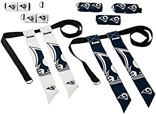 Franklin Sports NFL Los Angeles Rams Flag Football Sets - NFL Team Flag Football Belts and Flags - Flag Football Equipment for Kids and Adults, White