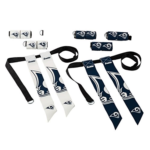 Franklin Sports NFL Los Angeles Rams Flag Football Sets - NFL Team Flag Football Belts and Flags - Flag Football Equipment for Kids and Adults, White