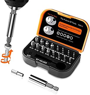 TACKLIFE Damaged Screw Extractor kit,18pcs Screw Extractor,Remover Set by Easy Out, Magnetic Extension Bit Holder and Socket Adapter for Damaged Bolts or Screws 2-12mm,Hardness 62HRC-DSE01