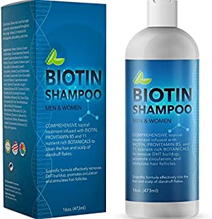 Biotin Shampoo for Hair Growth and Volume - Hair Loss for Men and Women - Natural DHT Blocker - Thickening Shampoo for Fine Hair - Pure Anti Dandruff Oils - Sulfate Free for Color Treated Hair - 16 oz