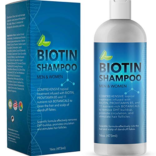 Biotin Shampoo for Hair Growth and Volume - Hair Loss for Men and Women - Natural DHT Blocker - Thickening Shampoo for Fine Hair - Pure Anti Dandruff Oils - Sulfate Free for Color Treated Hair - 16 oz