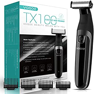 VOGOE Beard Trimmer for Men Full Body Electric Trimmer and Shaver Cordless Hair Clippers Professional Hair Razors for Wet and Dry, Portable Waterproof and Rechargeable TX100