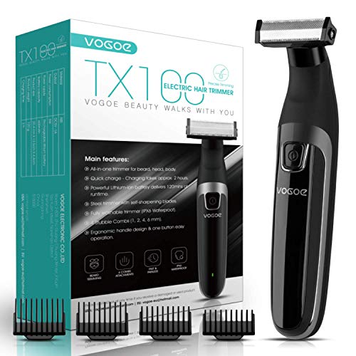 VOGOE Beard Trimmer for Men Full Body Electric Trimmer and Shaver Cordless Hair Clippers Professional Hair Razors for Wet and Dry, Portable Waterproof and Rechargeable TX100