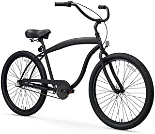 sixthreezero Men's in The Barrel 3-Speed Beach Cruiser Bicycle, Matte Black w/Black Seat/Grips, 26