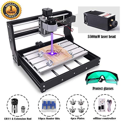 MYSWEETY DIY CNC 3018-PRO 3 Axis CNC Router Kit Wood Carving Engraving Machine