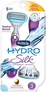 Schick Hydro Silk Razor Disposable Razors for Women with Moisturizing Serum, 3 Count