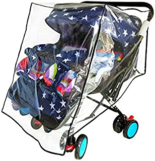 Weather Shield for Double Stroller Raincoat Universal Size Side by Side Baby Umbrella Stroller Rain Cover Scooter Twin Wind Shield Waterproof Jogger City (Side by Side)