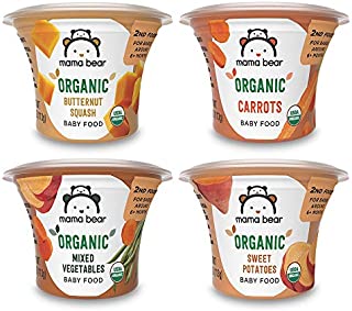 Amazon Brand - Mama Bear Organic Baby Food, Vegetable Variety Pack, 4 Ounce Tub, Pack of 12