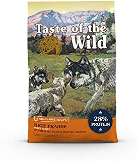 Taste of the Wild High Prairie Canine Grain-Free Recipe with Roasted Bison and Venison Dry Dog Food for Growing Puppies, Made with High Protein from Real Meat and Guaranteed Nutrients 14lb